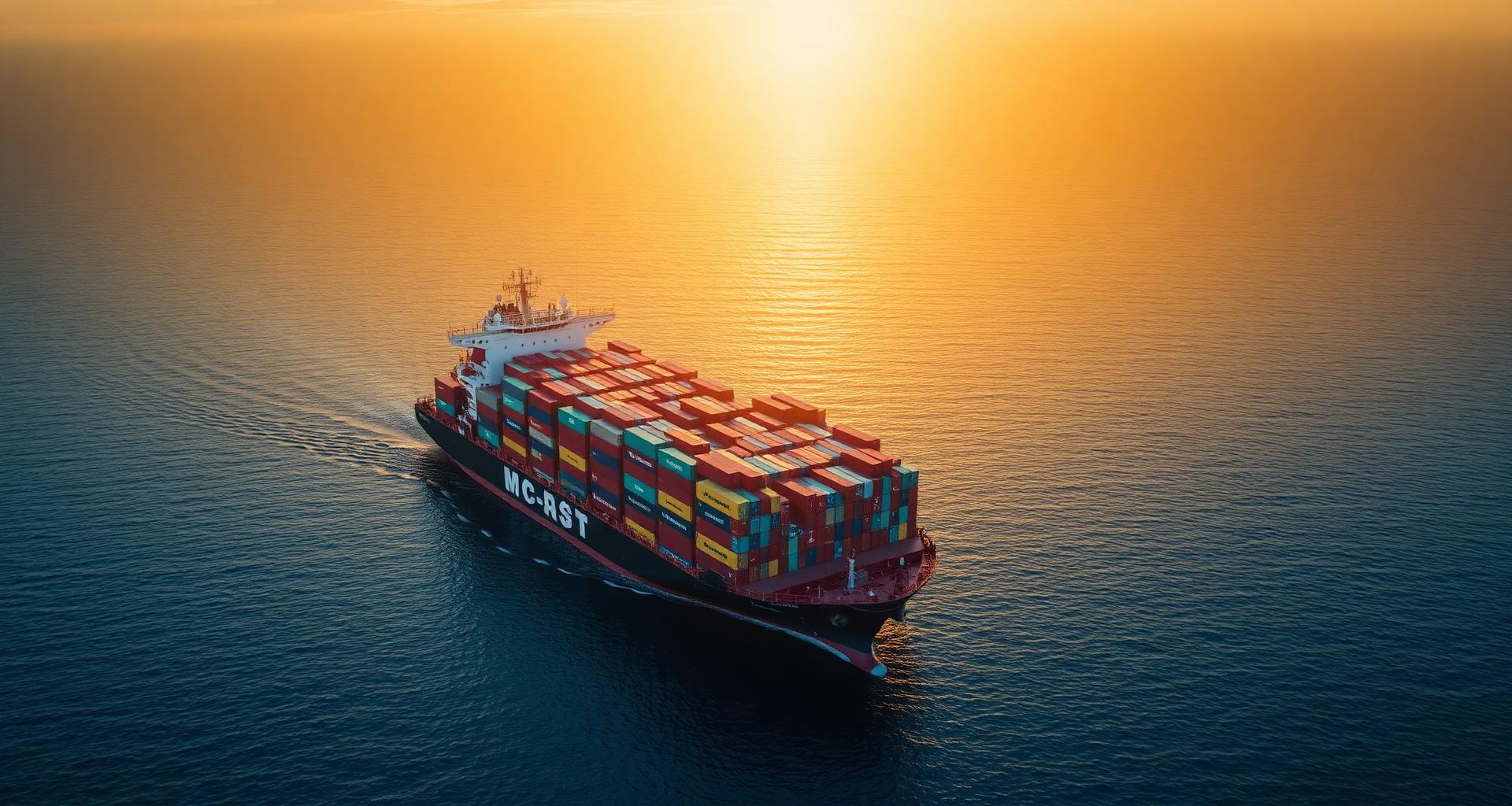 Container ship at sea