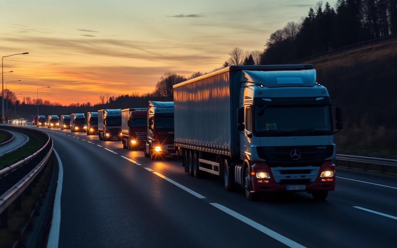 Freight trucks on the highway